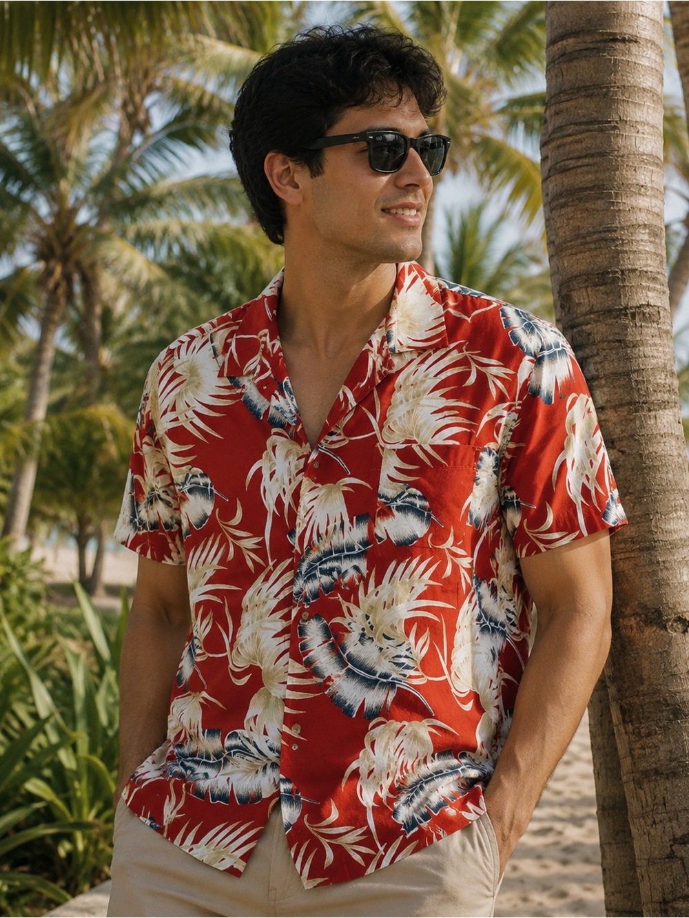 Size MED mens Hawaiian shirt cool lightweight rayon